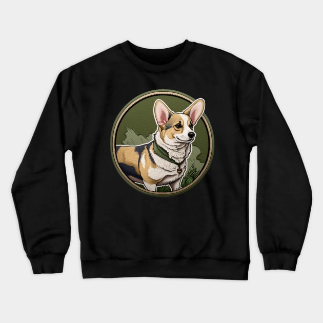 Corgi Camouflage Motif Crewneck Sweatshirt by Mike O.